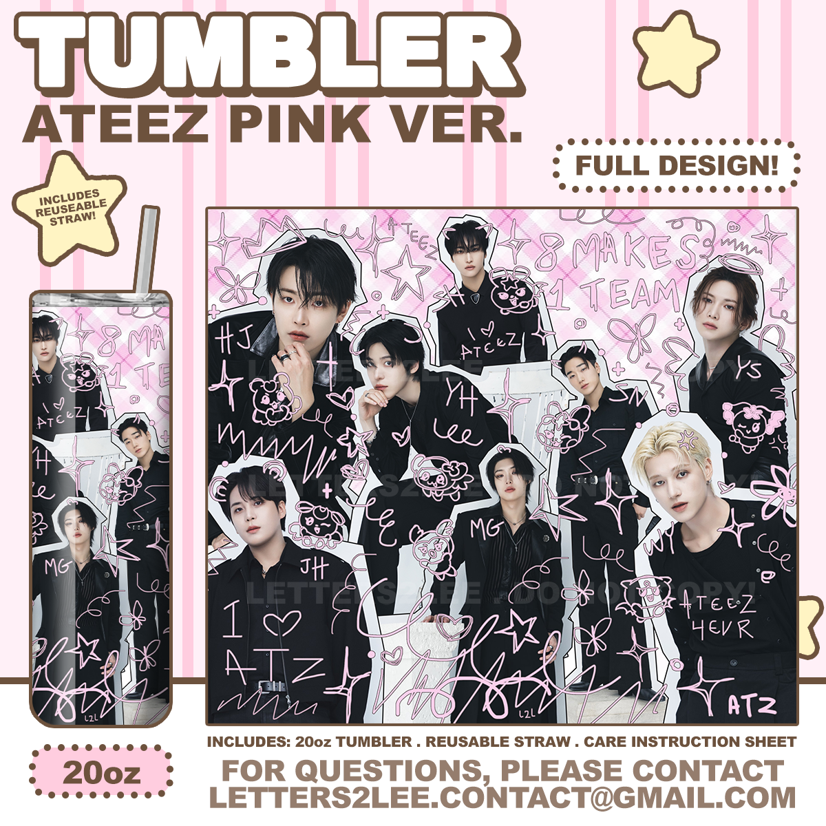 ! ATEEZ PINK TUMBLER